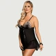 Lenjerie Babydoll cu plasă transparentă - negru - mărime unică