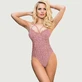 Pink Lace Open Crotch Teddy - Roz - O mărime