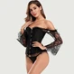 Kit corset dantelă 12 piese cu osatură și cusături - negru - X-Large