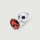 Anal Collection Butt Plug metalic mare cu bijuterie rotundă - argintiu/roșu