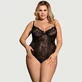 Glamour Underwire Hollywood Sheer Lace Teddy - Negru - Large/X-Large