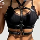 Chest Harness din piele cu curele - Negru - Marime unu
