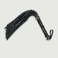 Flogger cu fire de piele și mâner împletit - negru
