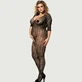 Plus Dimensiune Black Lace Crotchless Bodystocking - Negru - Mare/X-Large