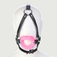 O Ring Gag cu buze din silicon și curea pentru maxilar - roz