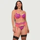 Plus Dimensiune Rose Spliced Eyelash Lace Bra Set - Roz - Mare/X-Large