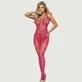 Halter Sexy Neck Open Back Netted Bodystocking - roz - mărime unică