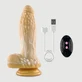 Dildo realist cu încălzire și vibrații din silicon lichid de 21,5 cm, cu coaste și ventuză - auriu