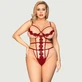 Plus Size Delicate Flowers Lace Hollow Out Teddy con ferretto - Rosso - Large/X-Large