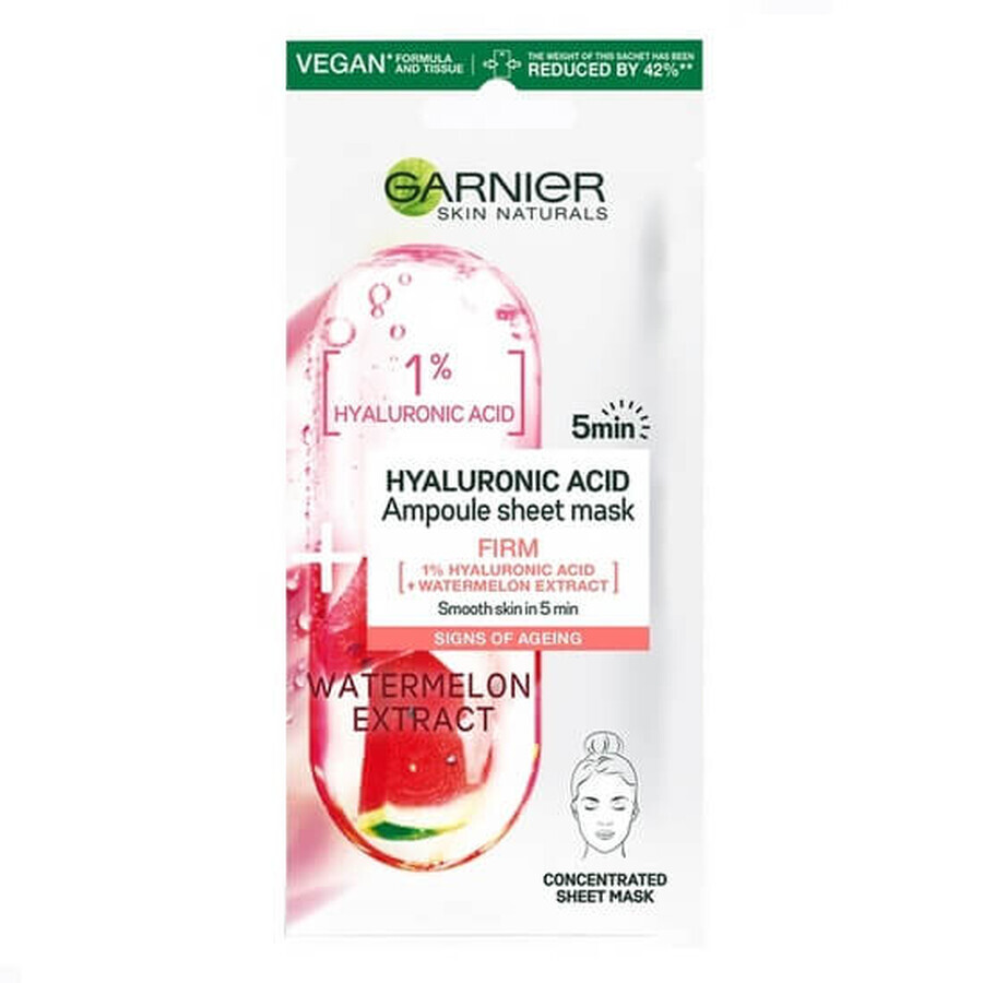 Anguria rossa e acido ialuronico Fiala Firm Skin Naturals maschera tovagliolo, 15 g, Garnier