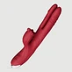 Două degete Thruster Silicone Rabbit Vibrator cu Stimulator Clitoral Limbă - Roșu