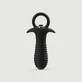 Dop de fund vibrator cu filet din silicon cu mâner - negru