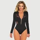 Hook Buckles Body de Malla de Manga Larga - Negro - Talla Única