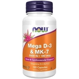 Now Foods Vitamine D3 5000 iu + K2 MK7 180 mcg 120 gélules