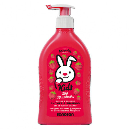 Gel douche et shampoing 2en1 au parfum de fraise, 400 ml, Sanosan Kids