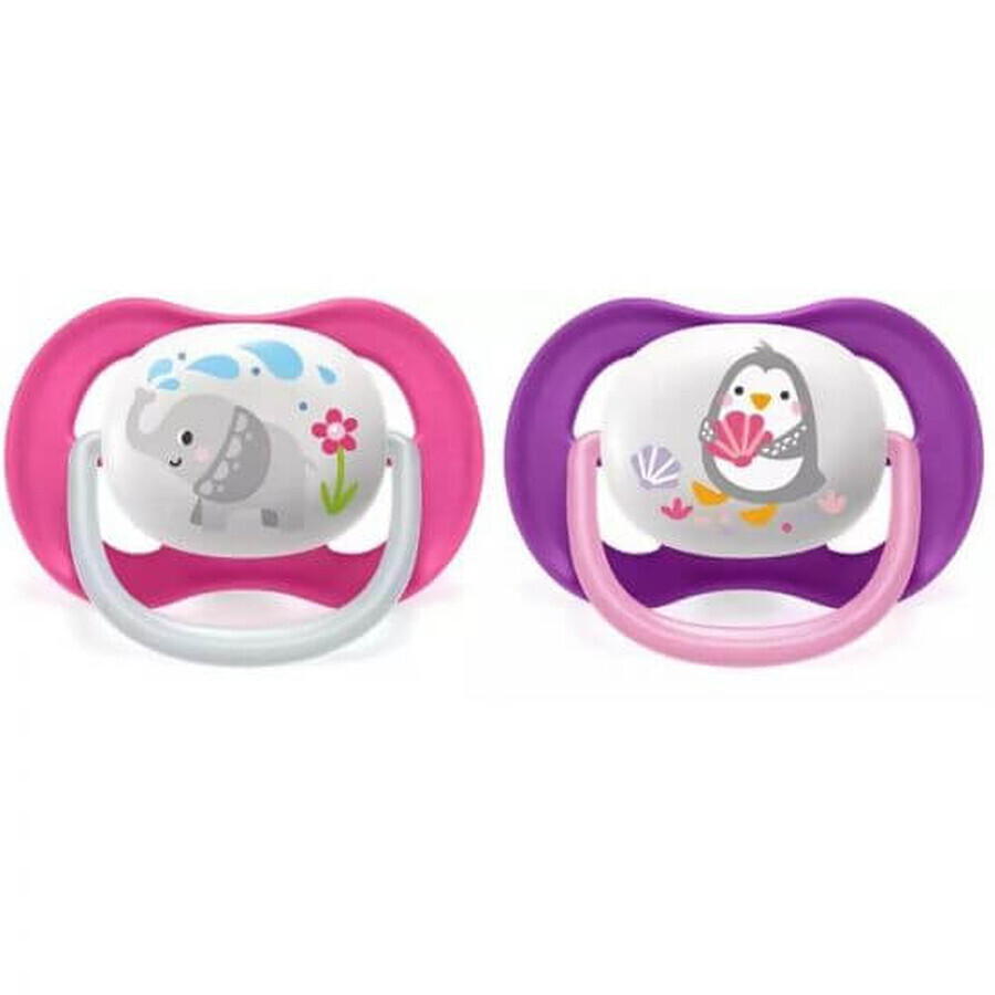 Suzete Ultra Air Philips Avent, 6-18 luni, Roz si Mov SCF080/08, Philips