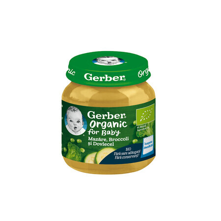 Bio Erbsen-, Brokkoli und Zucchinipüree, 125 gr, Gerber