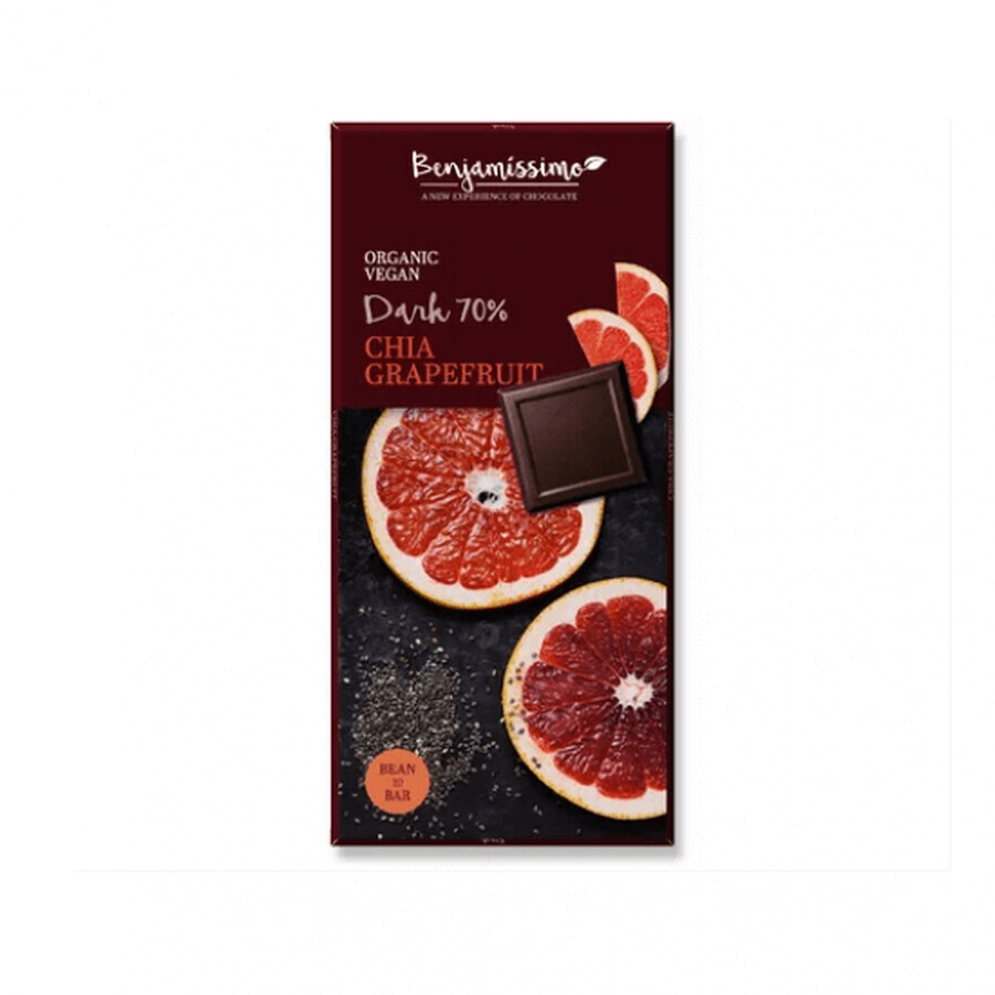 Bio-Schokolade mit Chia und Grapefruit, 70g, Benjamissimo