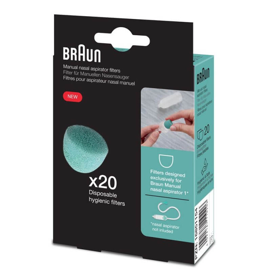 Spare filters for manual nasal aspirator, 20 pcs, Braun