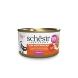 SCHESIR Complémentaire En Bouillon, Thon et potiron, nourriture humide en conserve pour chats, (en soupe), 70g