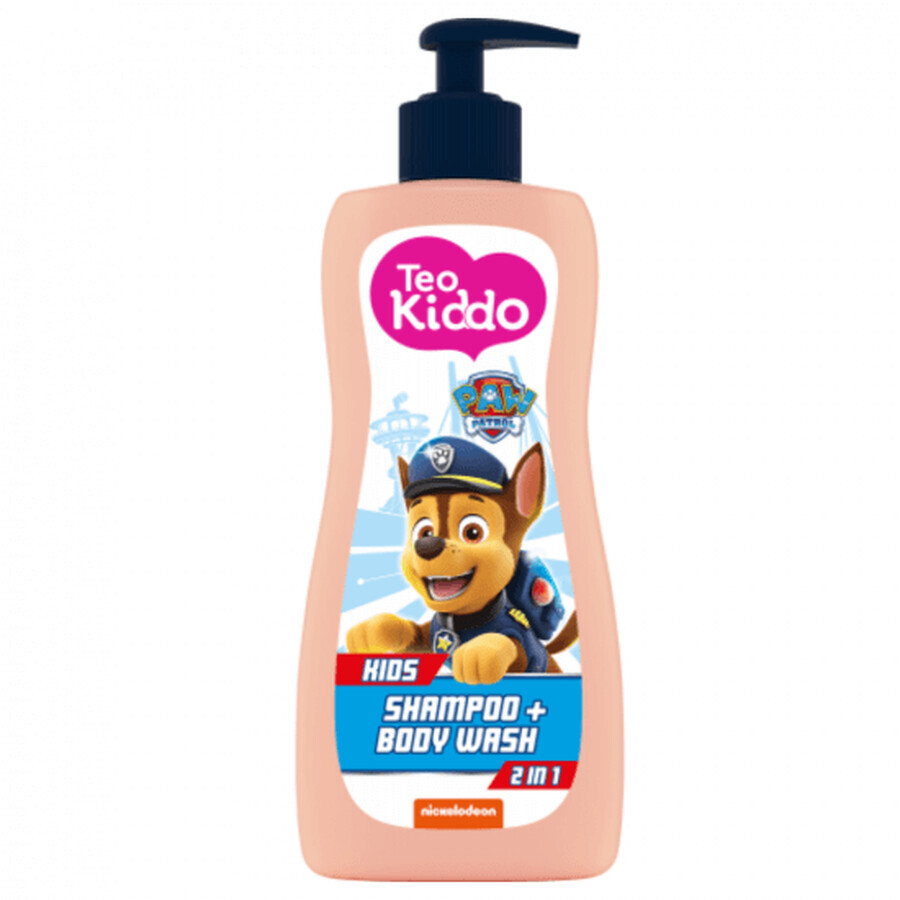 Paw Patrol Teo Kiddo 2 en 1 shampooing et gel douche pour garçons, 400 ml, Teo Bebe