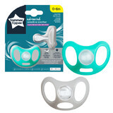 Sucette sensible en silicone, 0-6 mois, blanc/turquoise, 2 pièces, Tommee Tippee