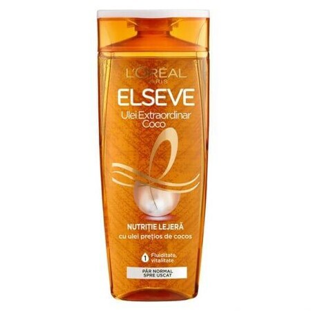 Shampoo per capelli da normali a secchi Olio di cocco straordinario, 250 ml, Elseve