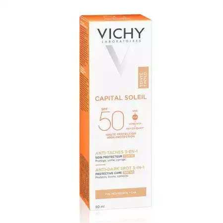 Vichy Capital Soleil Crème de couleur anti-pigmentation avec SPF 50+, 50 ml