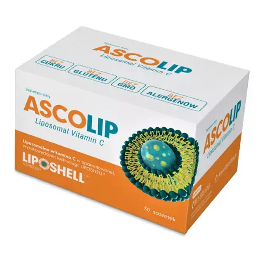 Vitamine C Liposomale avec arôme de cerise, 500 mg, 30 sachets, Liposhell