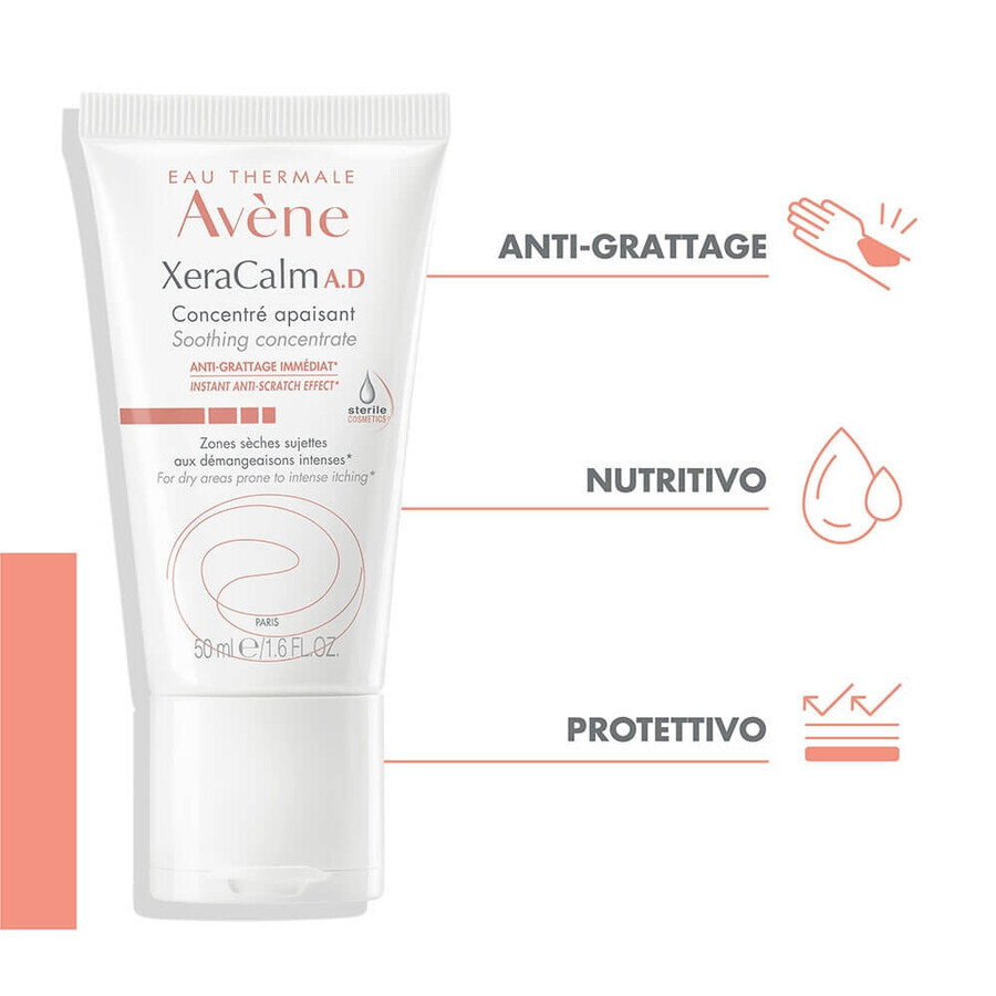 Crème concentrée relipidante pour les peaux sèches sujettes à la dermatite atopique ou aux démangeaisons XeraCalm AD, 50 ml, Avène