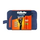 Gillette set, Fusion5 razor + blades, 3 pcs + Fusion, shaving gel for sensitive skin, 200 ml