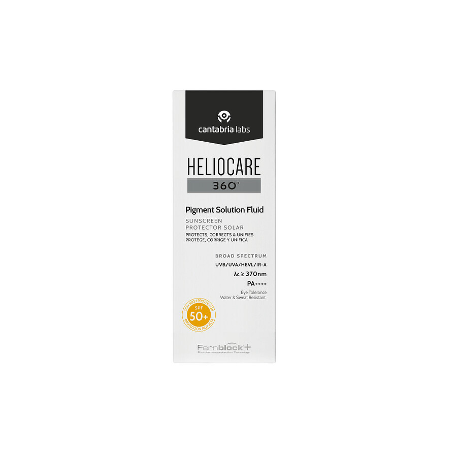 Heliocare 360º Fluide SPF50+ Protection solaire & Solution pigmentaire, 50 ml, Cantabrie