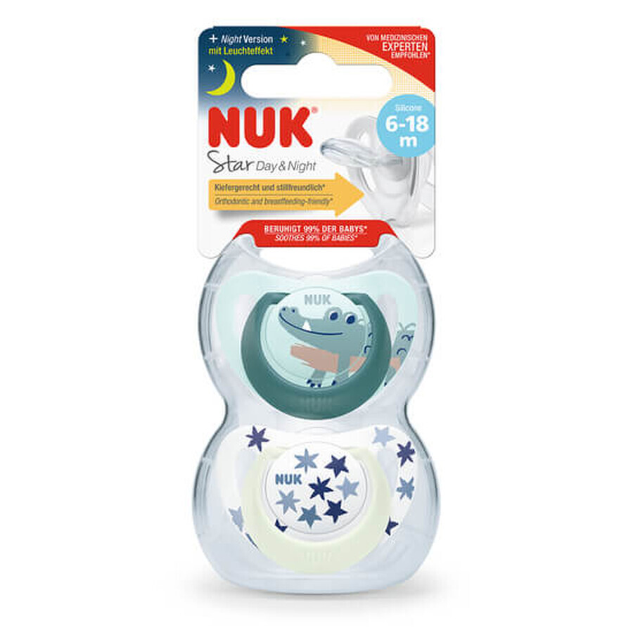 Sucette en silicone M2 Star Day&Night, 2 pièces, 6-18 mois, Nuk