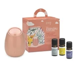 Purae Kit The Essentials in Diffusion Ultrasonic Diffuser Bloom Pink Color + 3 Essential Oils Eucalyptus Lavender and Lemon