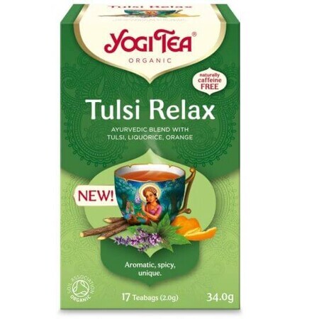 Tè biologico Tulsi Relax, 17 bustine, Yogi Tea