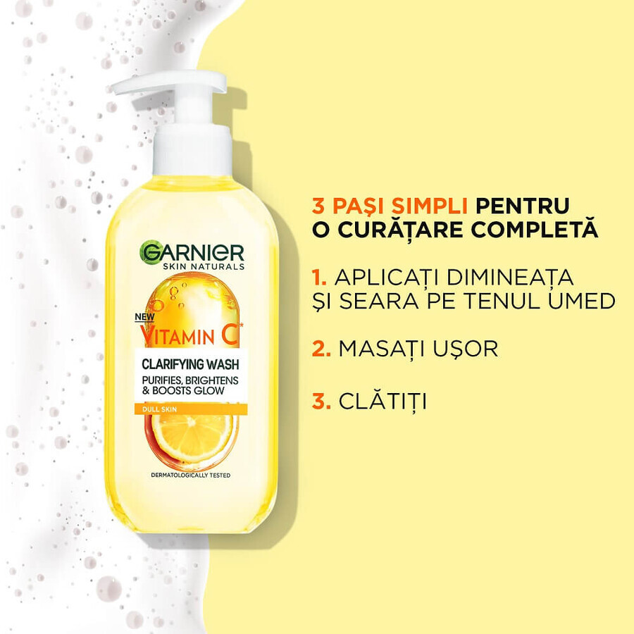 Gel nettoyant enrichi à la vitamine C et à l'extrait de citron Skin Naturals, 200 ml, Garnier