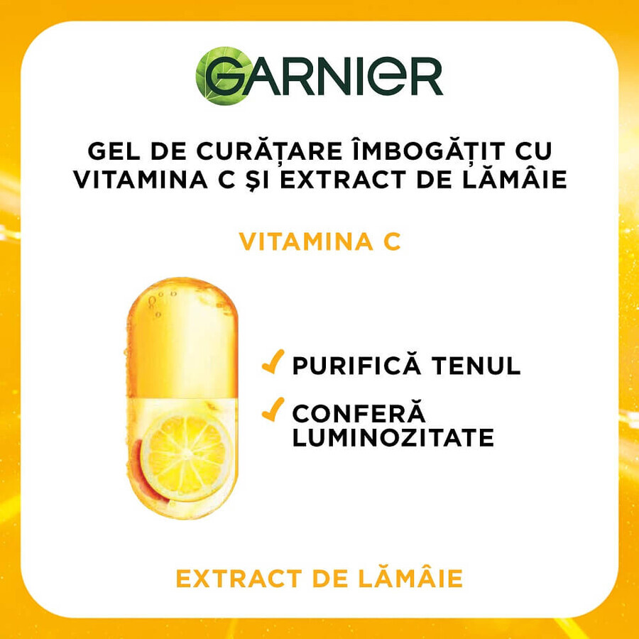 Skin Naturals Vitamin C und Zitronenextrakt angereichertes Reinigungsgel, 200 ml, Garnier
