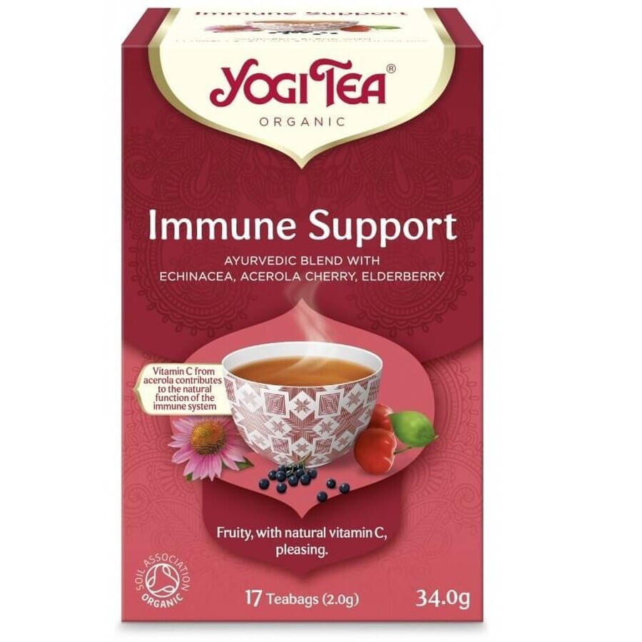 Thé de soutien immunitaire biologique + Thé d'échinacée biologique, 17 sachets + 17 sachets, Yogi Tea