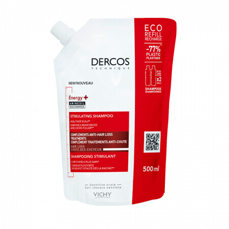 Vichy Dercos Energy+ Reserve eco shampooing avec action énergisante, 500 ml