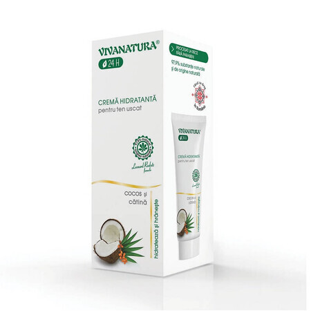 Feuchtigkeitsspendende Gesichtscreme für trockene Haut mit Kokosnuss und Catina, 75 ml, Vivanatura