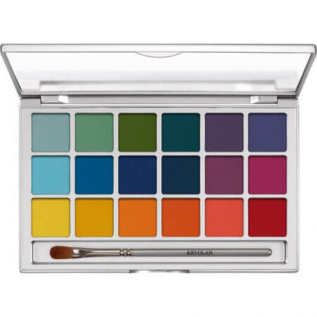 Kryolan Eye Shadow Variety Palette d'ombres à paupières 18 couleurs V2 20g