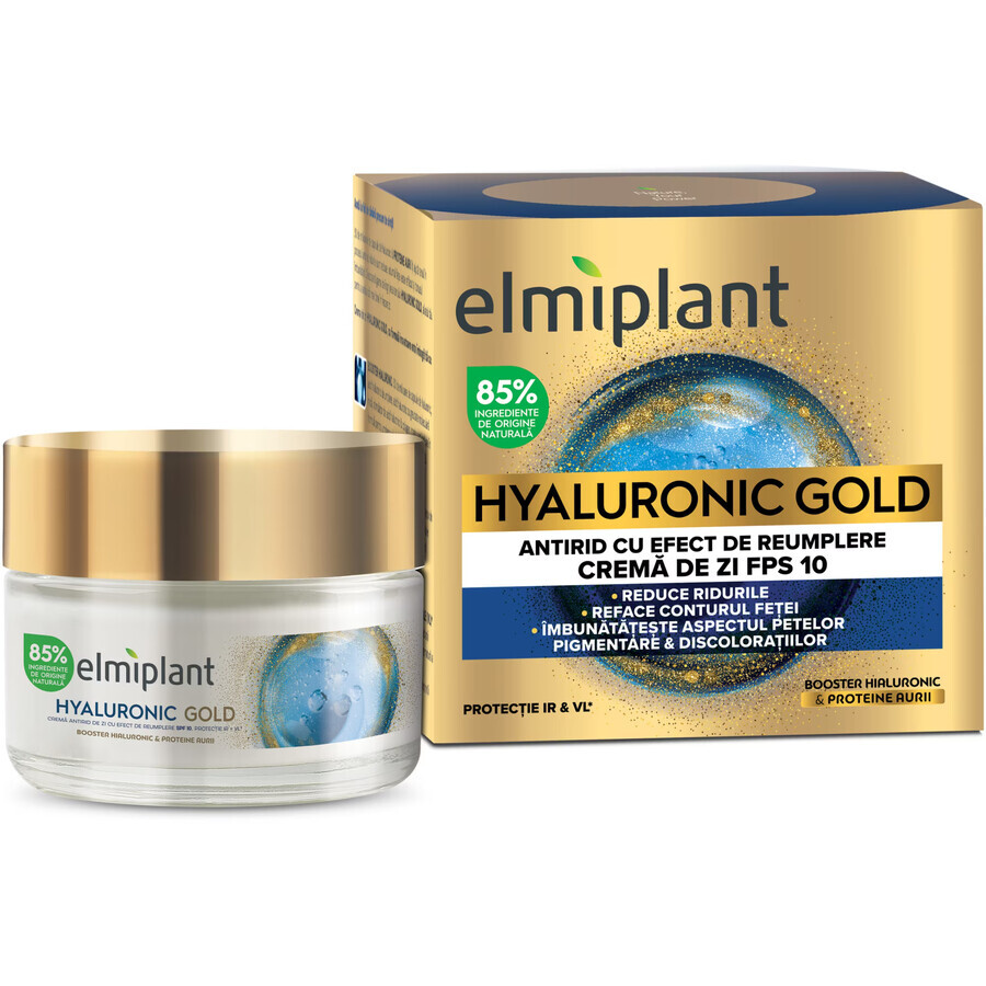 Hyaluronic Gold Anti-Wrinkle Filling Day Cream SPF 10, 50 ml, Elmiplant