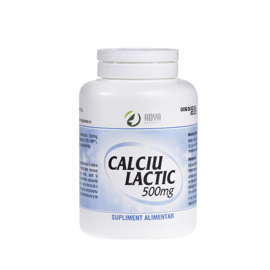 Calcium Lactique 500mg x 50cpr Adya Green