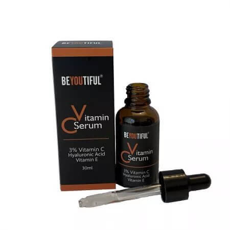 Siero con Vitamina C 3%, Acido Ialuronico e Vitamina E, 30ml, Beyoutiful