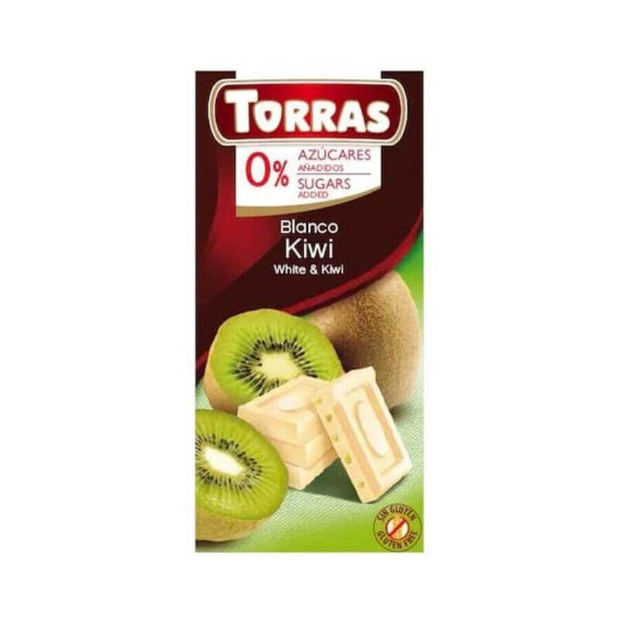 Chocolat blanc au kiwi sans sucre ni gluten 75g TORRAS
