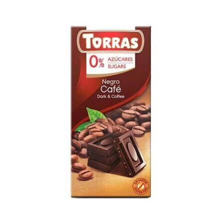 Chocolat noir avec sucre et café sans gluten 75g TORRAS
