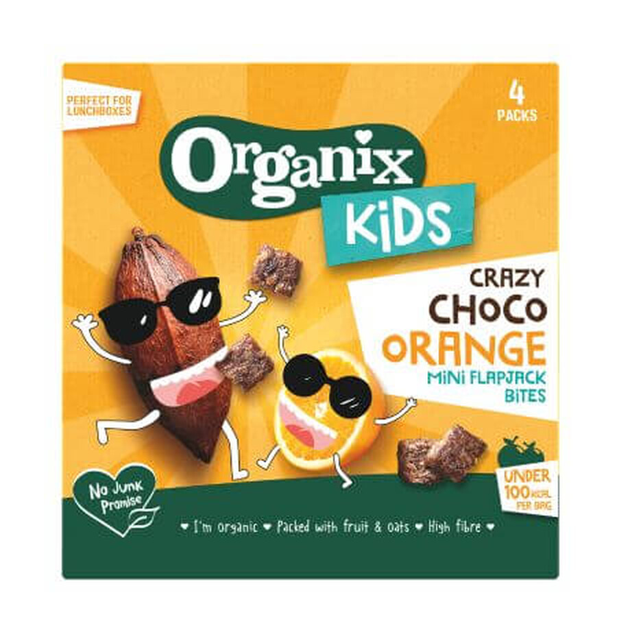 Cubes d'avoine complets bio au cacao et à l'orange, +3 ans, 4 sachets x 23 g, Organix