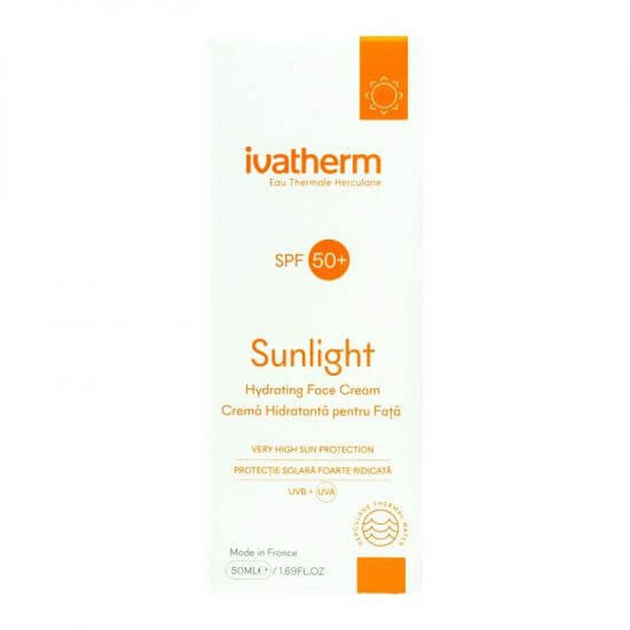 Crema viso idratante con protezione solare SPF 50+ Sunlight, 50 ml, Ivatherm