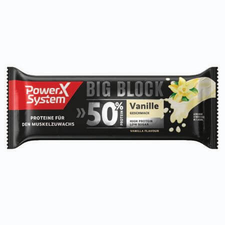 Barre protéinée Big Block vanille, 100g, Power system
