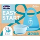 Chicco Easy Start – set de mâncare pentru diversificare din silicon, de la 6 luni în sus – albastru deschis